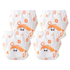 加厚6層學習褲/尿布褲 Set 2, 高達九層吸水處理材質, 純棉面料細膩舒適, 柔軟親膚, 蝦子壽司, 110碼(11~16kg), 4件