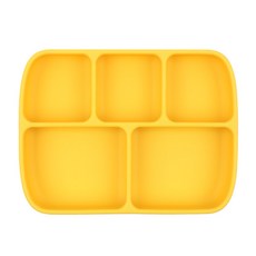 2deco 矽膠吸盤分格餐盤, 黃色, 單品