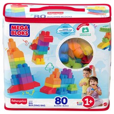 MEGA BRANDS 美高積木 fisher-price積木袋 80片, 藍色, 1袋