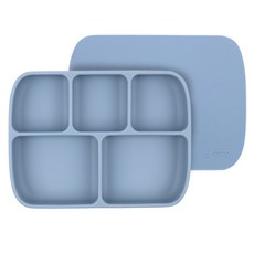 2deco 矽膠吸盤分格餐盤, 藍色