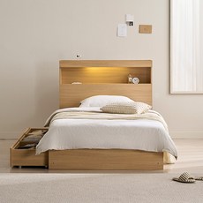 삼익가구 리프네 LED 3단 수납침대 프레임 단품 방문설치, 오크