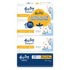 순수한면 팬티라이너 뉴, 슈퍼롱, 40개입, 4개