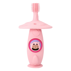 MARCUS&MARCUS 360度矽膠固齒訓練牙刷 BPA/phthalate Free 12個月+, 1支, 粉紅豬, 1支