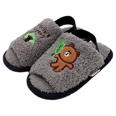 LINE FRIENDS 圖案刺繡孩童刷毛室內鞋