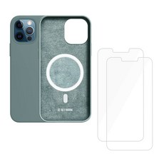 디씨네트워크 맥세이프 실리콘 파스텔 컬러 휴대폰 케이스 + 클래식 강화유리 액정보호필름 2p