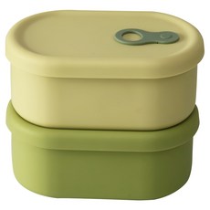 PAMIRE 帕米爾 矽膠蒸氣孔橢圓形密封保鮮盒 500ml, 橄欖綠+萊姆綠, 1組