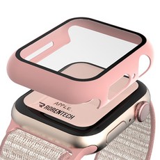 로랜텍 애플워치 호환 풀커버 강화유리 액정보호 케이스, 핑크, 1개