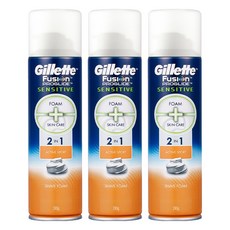 질레트 퓨전 프로글라이드 센서티브 2in1 액티브 스포츠 쉐이빙 폼, 3개, 245g
