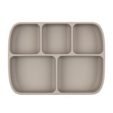 2deco 矽膠吸盤分格餐盤, 灰色, 單品