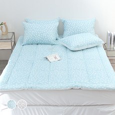 CHOUETTROOM 花朵泡泡紗薄床墊, 藍色