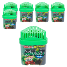 KOKUBO 小久保工業所 炭加綠茶冰箱除臭劑 有效消除冰箱各種異味 吸附力強 小巧不占空間 內容物為凝固型 不用擔心破損外漏, 180g, 6盒