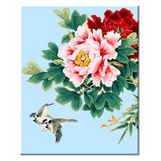 Momofix Painting DIY 數字油畫 40 x 50 cm, I66 藍天牡丹花