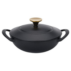 Baf 琺瑯塗層不沾雙耳小圓鍋+鑄鐵鍋蓋組, 20cm, 1組