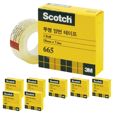 3M Scotch 透明雙面膠帶 665 補充包 18mm x 7.6m, 單一顏色, 8個