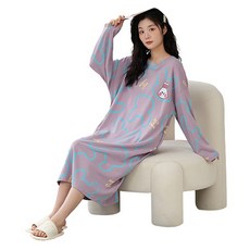 피어니스트 여성용 긴팔 패드 원피스 잠옷