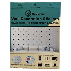 QuickFilm 圓點無痕壁貼, 桃紅色+橘色, 80張