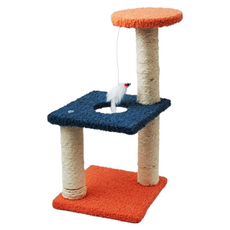 寵物星樂園 寵物多功能耐磨劍麻貓抓柱 藍色 多層跳台設計, 40 x 20cm, 1個