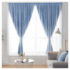 小銅板 雙層簍空窗廉 2片, 藍色