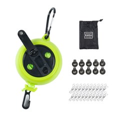 Rurida 露營便攜式曬衣繩 升級版, 萊姆色, 1套