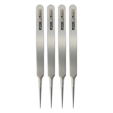 gooi 無磁性不鏽鋼防滑鑷子4件組 超細型 110mm, 1組, 銀色