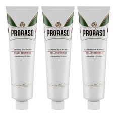 PRORASO 敏感肌刮鬍膏 植萃綠茶 白標, 150ml, 3個