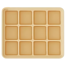 MOYUUM 韓國 白金矽膠副食品分裝盒 12格, 360ml, 1個, 奶油黃