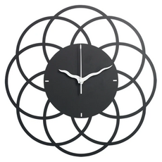 OPUS 東齊金工 歐式鐵藝山茶花時鐘 靜音壁掛鐘 鍍鋅鋼板 精緻烤漆, 經典黑