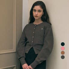 rolarola 女款圓領金釦泡泡袖收腰開襟衫