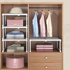 艾米購物 衣櫃收納伸縮隔板 穩固耐用, 37~48 x 24 x 32cm, 1個, 白色