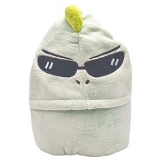 兒童動物珊瑚絨斗篷浴巾, 綠恐龍 綠色, 1條