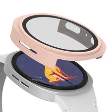 rorentech Galaxy Watch 手錶殼 全包覆 螢幕保護 鋼化玻璃, 粉紅色, 1個