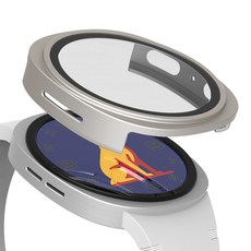 rorentech Galaxy Watch 手錶殼 全包覆 螢幕保護 鋼化玻璃, 白金色, 1個