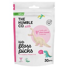 Humble Brush 環保樂 兒童用恐龍牙線 草莓味 象牙白, 1個, 30入