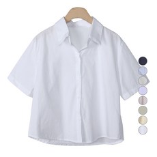 PlanDay 女款 Genie 基本款素色短袖短版襯衫