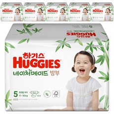 2021 신형 하기스 네이처메이드 밤부 밴드형 기저귀 여아용, 5단계, 204매