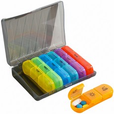 Hanbomnuri 攜帶式一週星期藥盒 黑色 + 7色, 1個