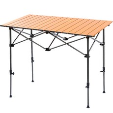 KEEP 캠핑 높이 조절 롤 테이블, 우드