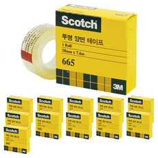 3M Scotch 透明雙面膠帶 665 補充包 18mm x 7.6m, 單一顏色, 12個