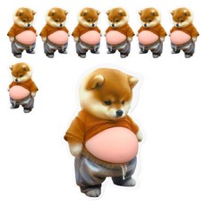 리드홈 시바견 강아지 뱃살 말랑이 차량 도어가드 문콕방지 스티커 2종 x 4p 세트, 혼합색상