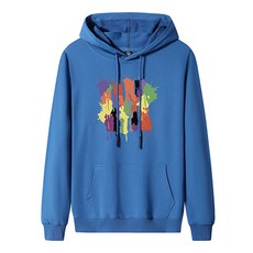 男款多彩重力潑墨插畫時尚連帽T恤