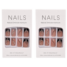 Paula's Nail 寶拉美甲 美甲貼片 AP69177, 大甲型美甲 中長款, 24片含工具包, 2組, 大甲中長款