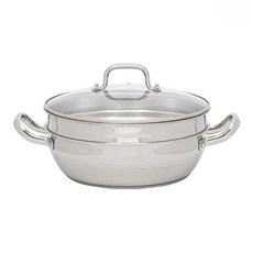 電磁爐適用全不鏽鋼2段蒸鍋, 1個, 28cm