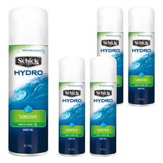 Schick 舒適牌水次元刮鬍露，敏感型，蘆薈成分，舒緩刮鬍不適，無酒精, 198g, 5瓶