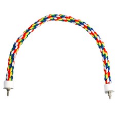 Leaf Parrot 鸚鵡鐵絲固定棉繩棲木 大, 1個, 編織五色