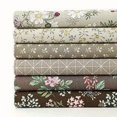 花卉格紋20支平織棉布 6件組 SH-047, 混色