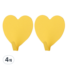 오브메종 하트 다용도 벽걸이 후크, 옐로우, 4개