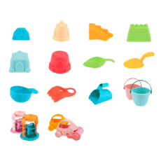 KiKimmy 沙灘歡樂桶戲水玩具 14件組 600g, 1組, 0.6kg