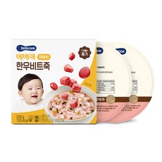 베베쿡 중기 한우비트죽 실온이유식 2p, 1개, 220g, 혼합맛(한우/비트)