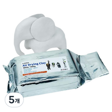 도도리빙 전문가용 공기건조 컬러점토 1kg, 화이트, 5개
