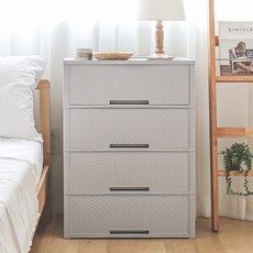 코멧 국내생산 라탄 서랍장, 그레이, 4단